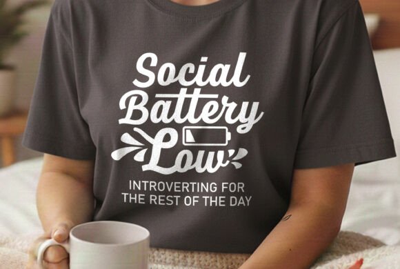 Social Battery Low Funny Introvert Svg for T-Shirt Designs
